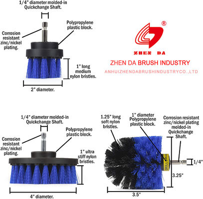 3Pcs Blue Scrub Brush Drill Power For Bathroom Floor Cleaning