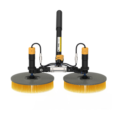 Yellow Photovoltaic Solar Panel Cleaning Brush With Motor Double Disc