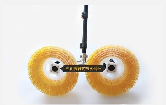 Yellow Photovoltaic Solar Panel Cleaning Brush With Motor Double Disc