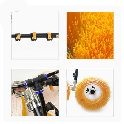 Yellow Photovoltaic Solar Panel Cleaning Brush With Motor Double Disc