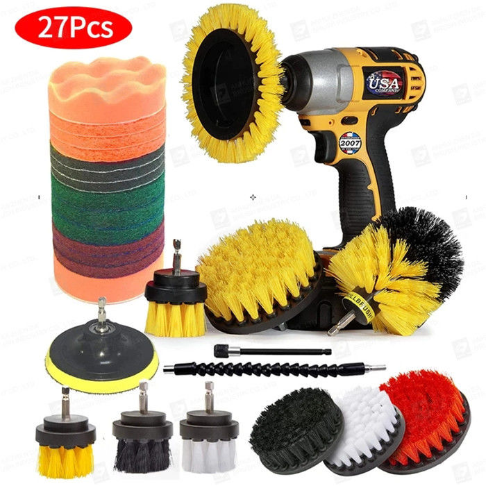 27PCs Household Drill Cleaning Brush For Bathroom Surfaces Car Grout Decontamination