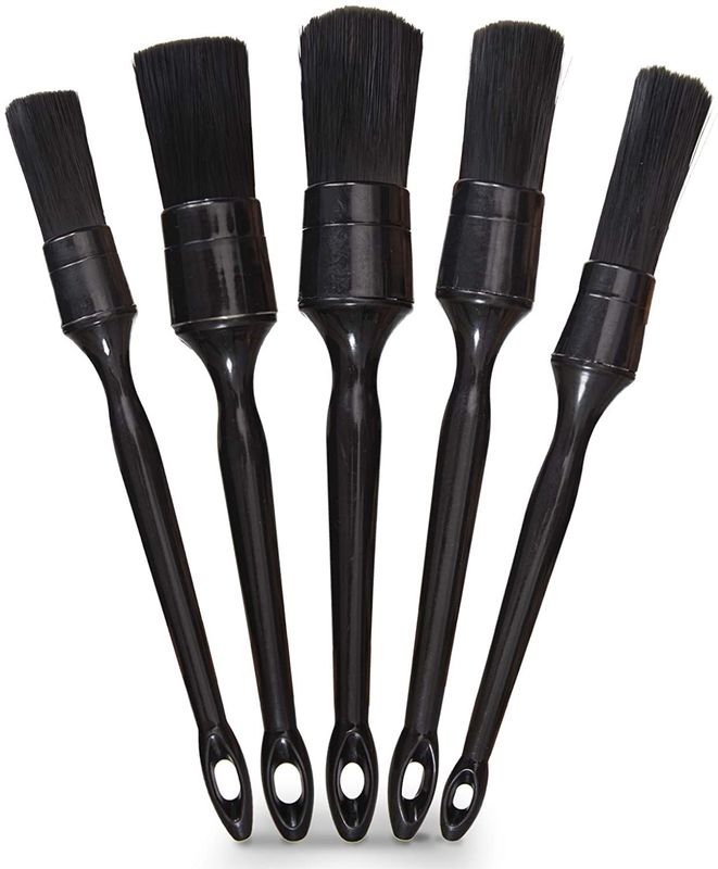 Scratch Free 5 Pack Black Car Cleaning Brushes For Car Interior Or Exterior