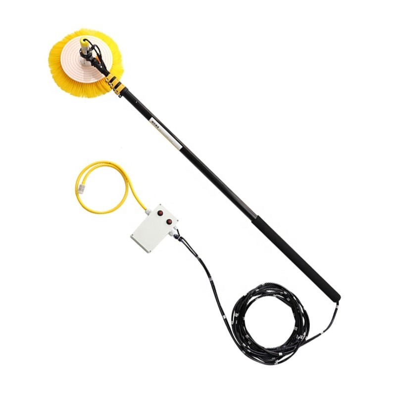 Yellow Photovoltaic Solar Panel Cleaning Brush With Motor Double Disc